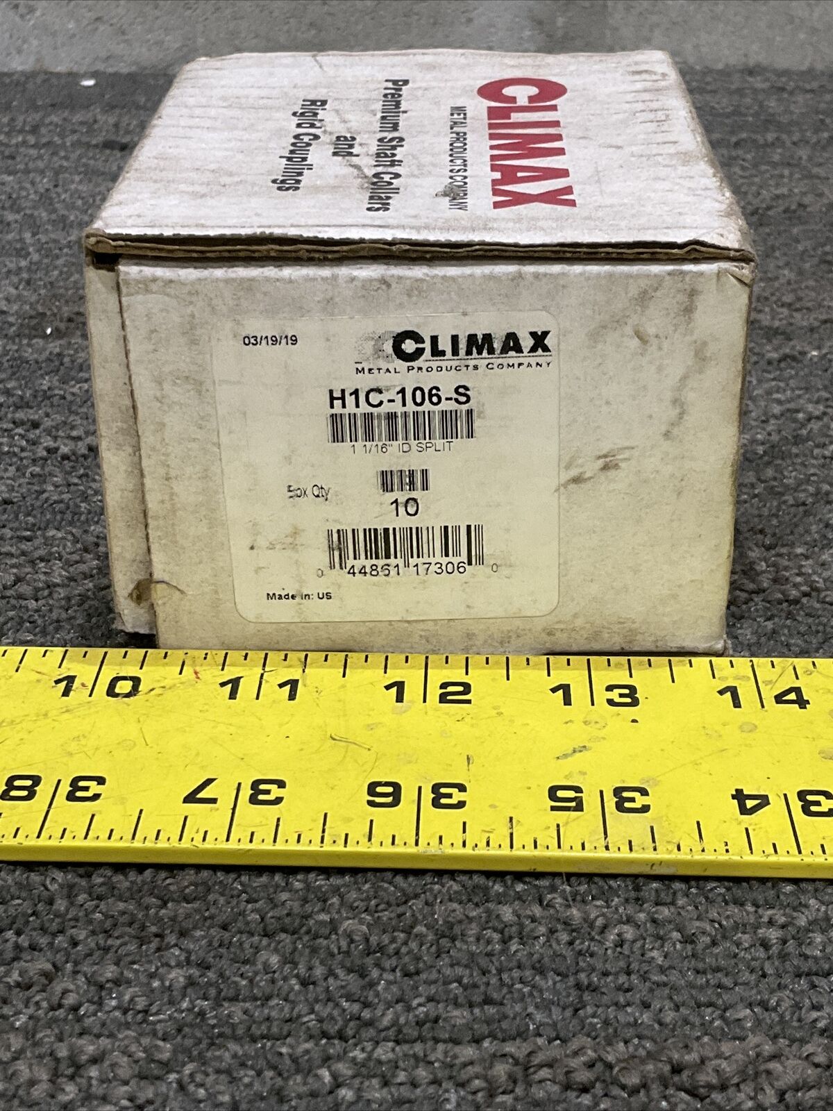 CLIMAX H1C106S SHAFT COLLARS & RIGID COUPLINGS 222 LOT OF 10