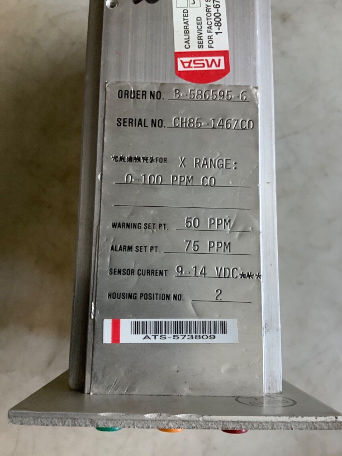 MSA B-586595-6 CARBON MONOXIDE ALARM MODULE 0-100PPM 444