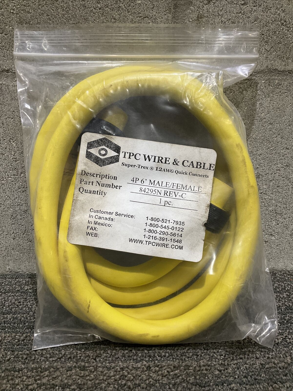 TPC WIRE & CABLE 84295N REV-C 4P 6’ SUPER TREX 12AWG QUICK CONNECTS 222 LOT OF 2