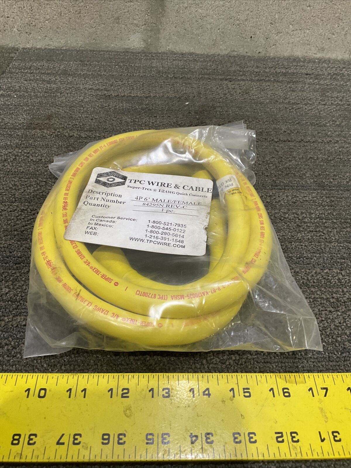 TPC WIRE & CABLE 84295N REV-C 4P 6’ SUPER TREX 12AWG QUICK CONNECTS 222 LOT OF 2