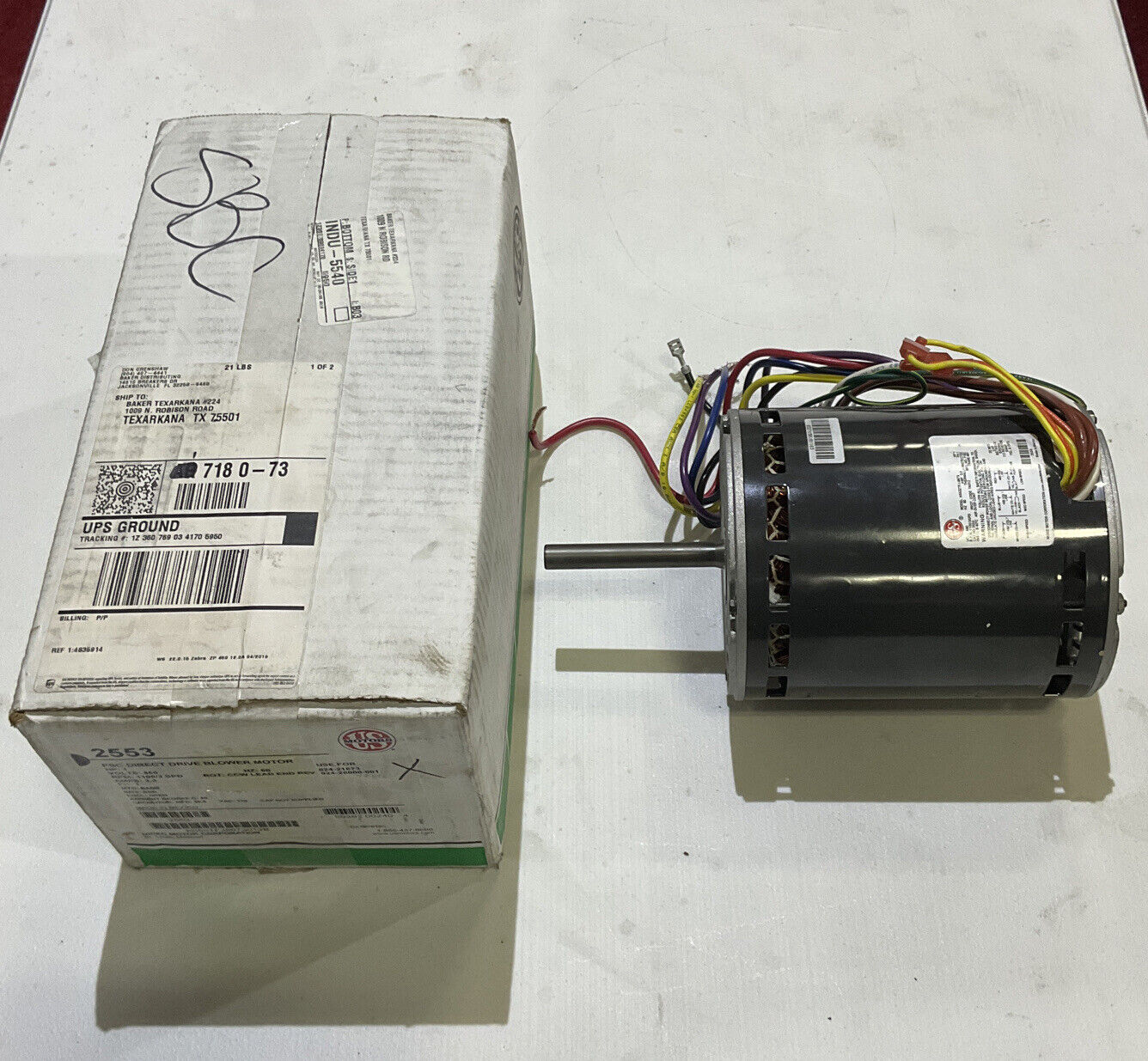US MOTORS K55ZZTFJ-8673 1HP 1 PHASE PCS DIRECT DRIVE BLOWER MOTOR 222
