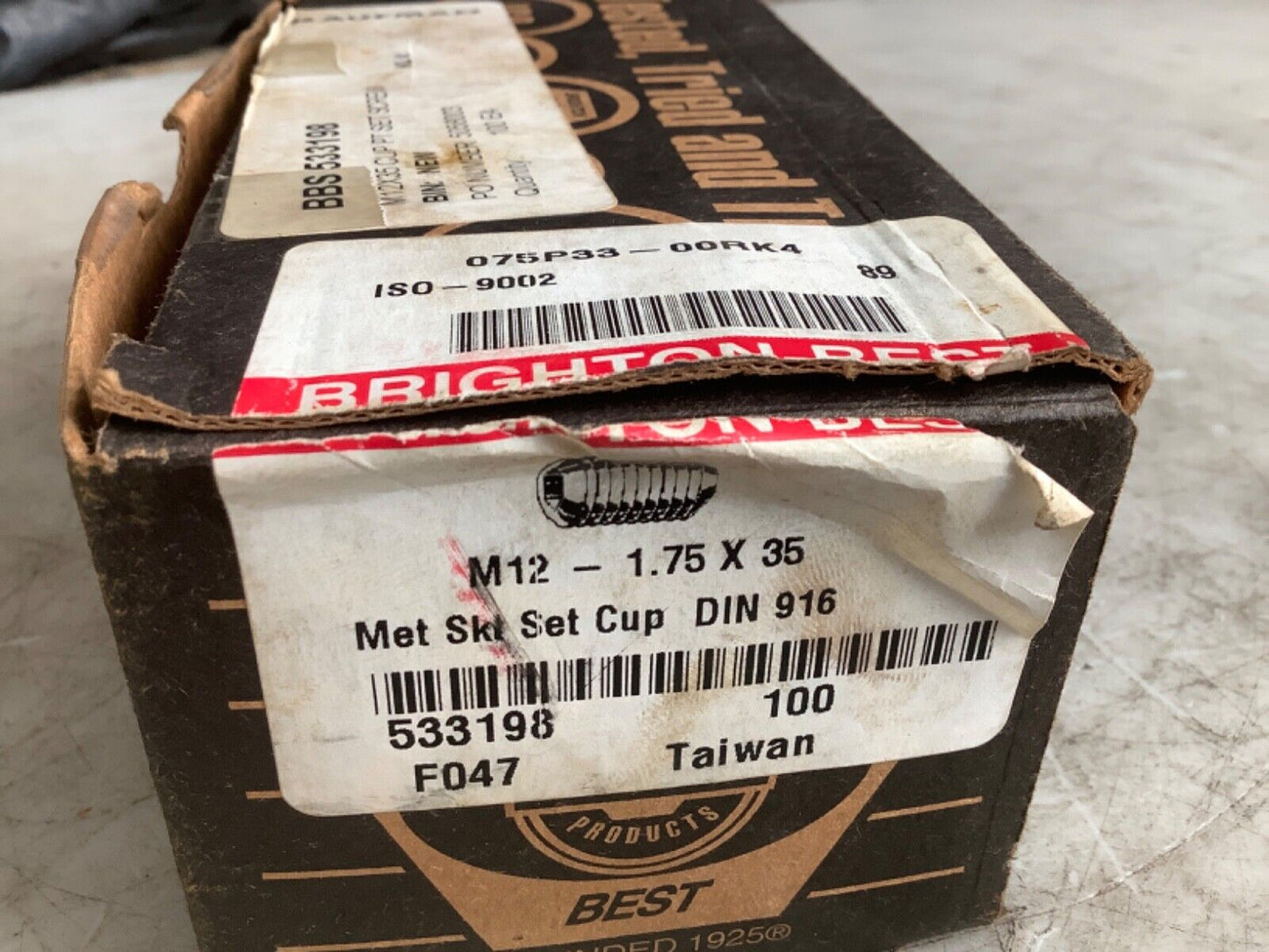 BRIGHTON BEST 533198 SET SCREW DIN 916 M12 1.75 X 35 333 - QTY 83