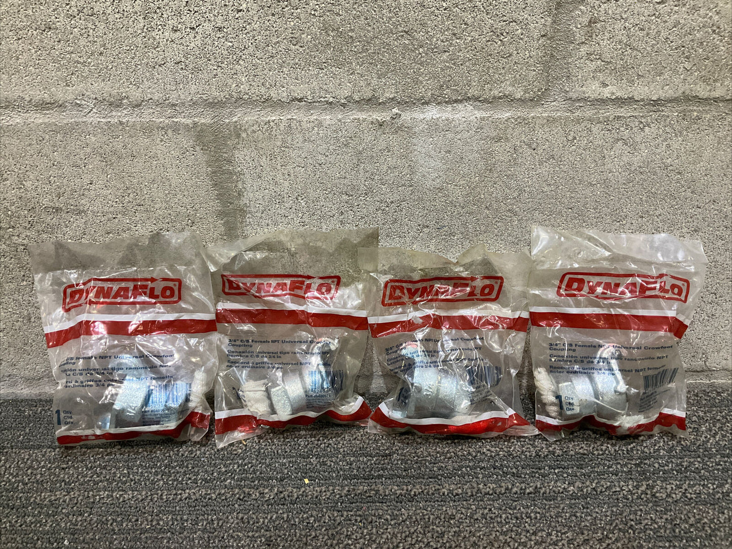 DYNAFLO 0400575 3/4” FEMALE NPT UNIVERSAL CROWFOOT COUPLING 222 LOT OF 4