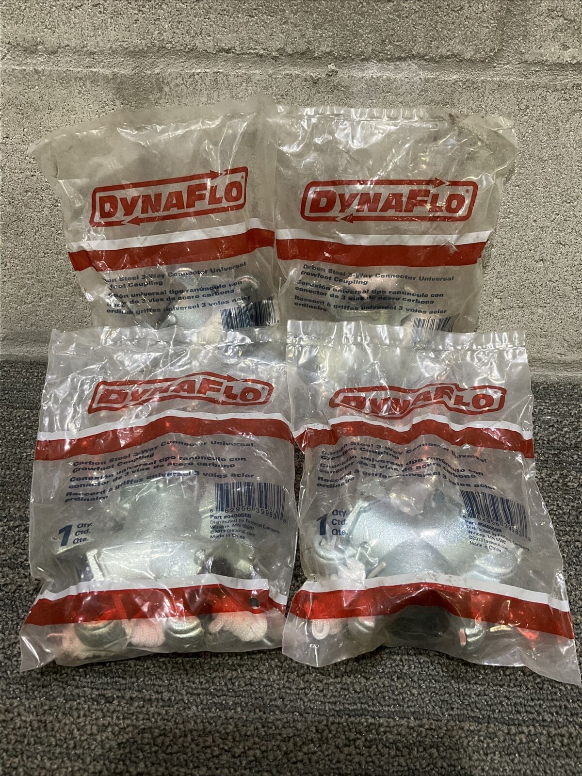 DYNAFLO 0400588 3 WAY CONNECTOR UNIVERSAL CROWFOOT COUPLING 222 LOT OF 4