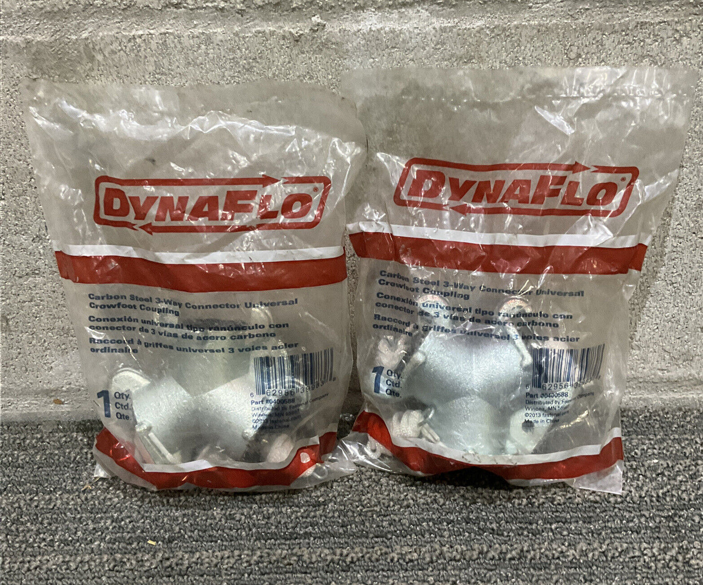 DYNAFLO 0400588 3 WAY CONNECTOR UNIVERSAL CROWFOOT COUPLING 222 LOT OF 4