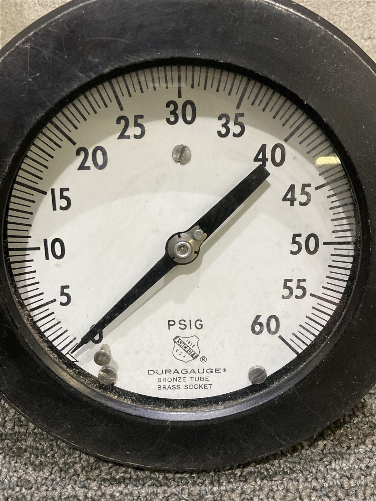 ASHCROFT 0-60 PSI DURAGAUGE BRONZE TUBE BRASS SOCKET PRESSURE GAUGE 222