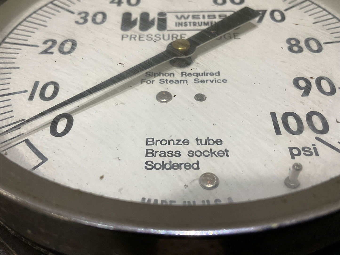 WEISS 9011-04 PRESSURE GAGE 100 PSI BRONZE TUBE 222
