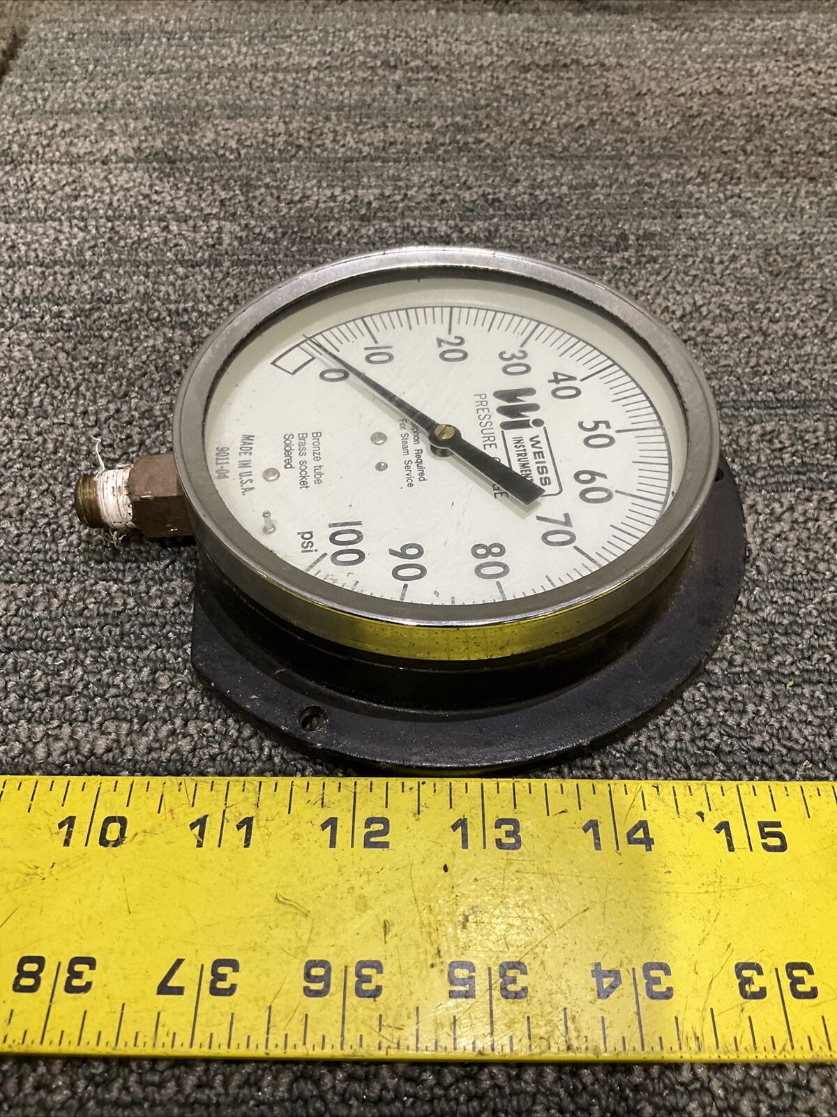 WEISS 9011-04 PRESSURE GAGE 100 PSI BRONZE TUBE 222