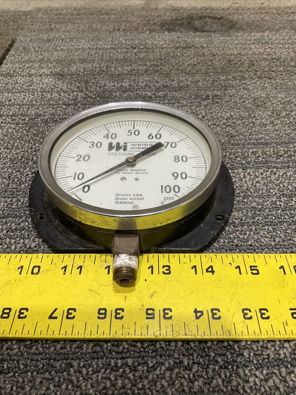 WEISS 9011-04 PRESSURE GAGE 100 PSI BRONZE TUBE 222