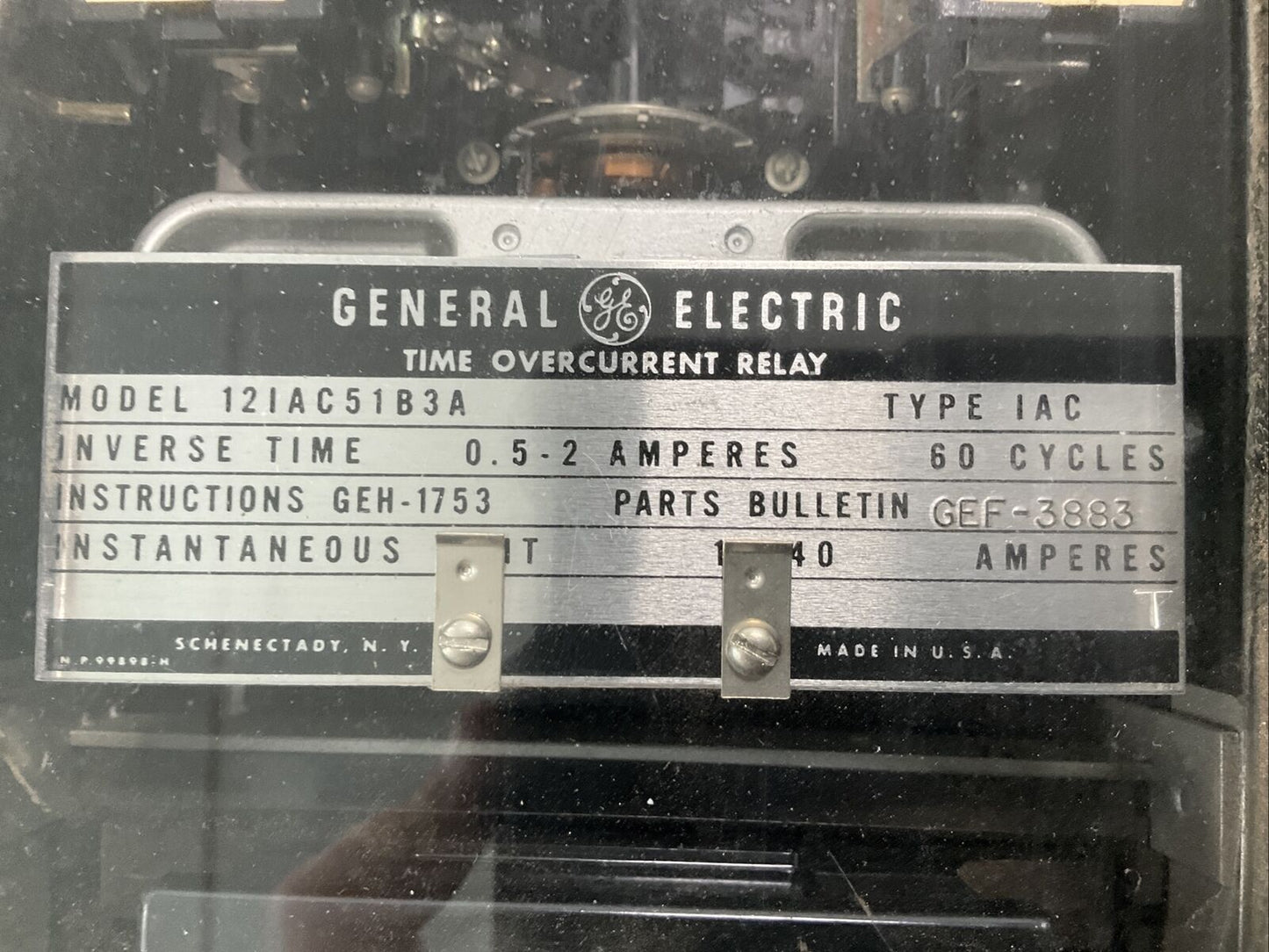 GENERAL ELECTRIC 121AC77B811A TIME OVERCURRENT RELAY 222