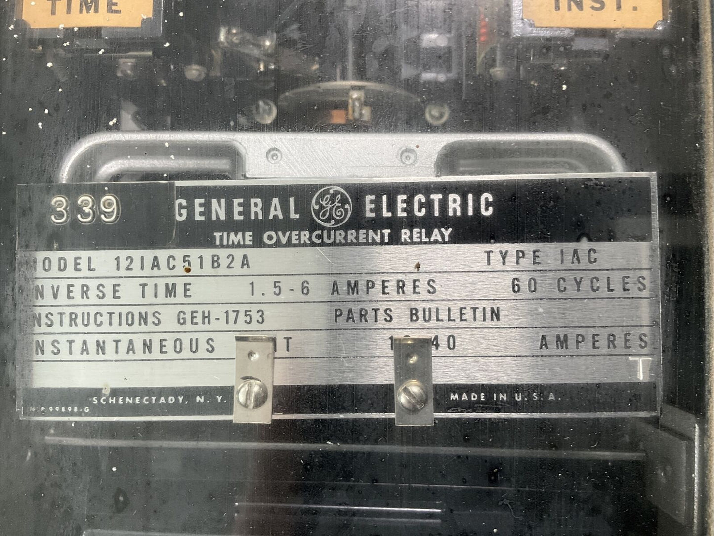 GENERAL ELECTRIC 121AC77B811A TIME OVERCURRENT RELAY 222