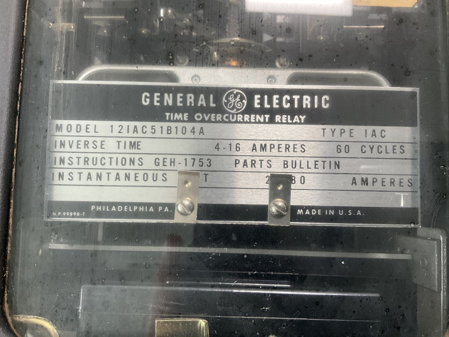 GENERAL ELECTRIC 121AC77B811A TIME OVERCURRENT RELAY 222