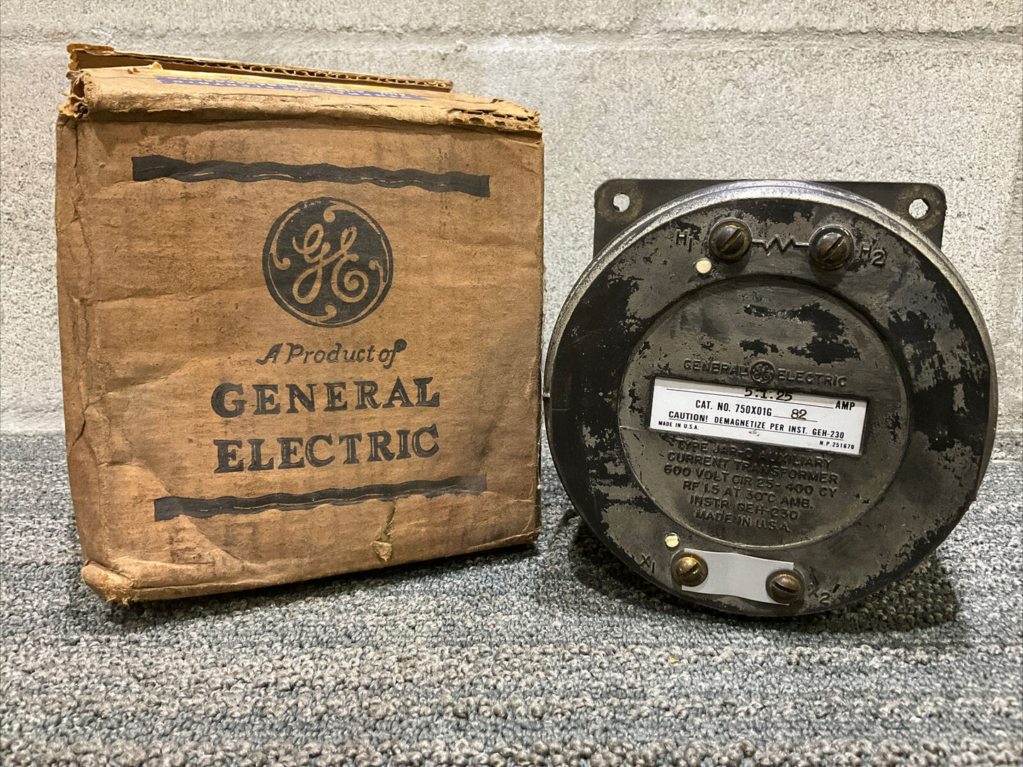 GE GENERAL ELECTRIC 750X01G15 82 JAR-O AUXILIARY CURRENT TRANSFORMER 222