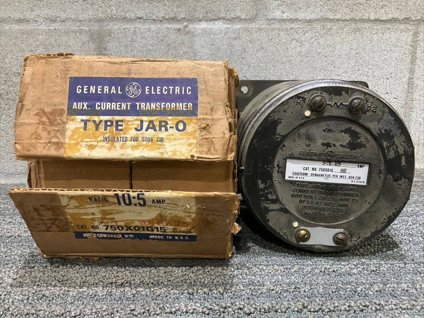 GE GENERAL ELECTRIC 750X01G15 82 JAR-O AUXILIARY CURRENT TRANSFORMER 222
