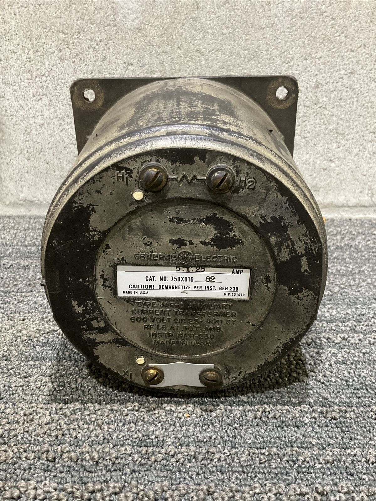 GE GENERAL ELECTRIC 750X01G15 82 JAR-O AUXILIARY CURRENT TRANSFORMER 222
