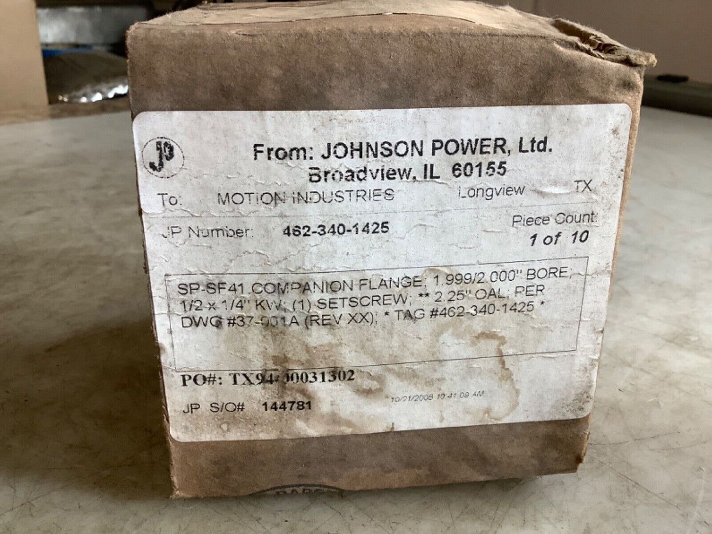 JOHNSON POWER 462-340-1425 COMPANION FLANGE SP-SF41 2IN BORE 1/2IN X 1/4IN 222