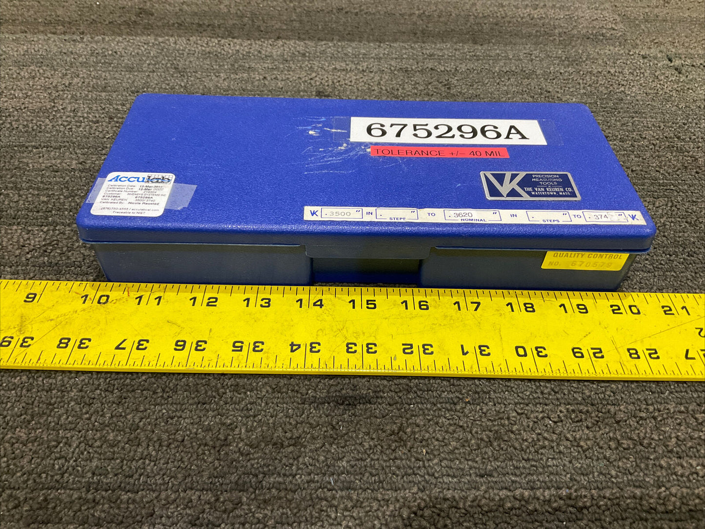 VAN KEUREN .3500-.3740 17 PIECE PIN GAUGE SET 333