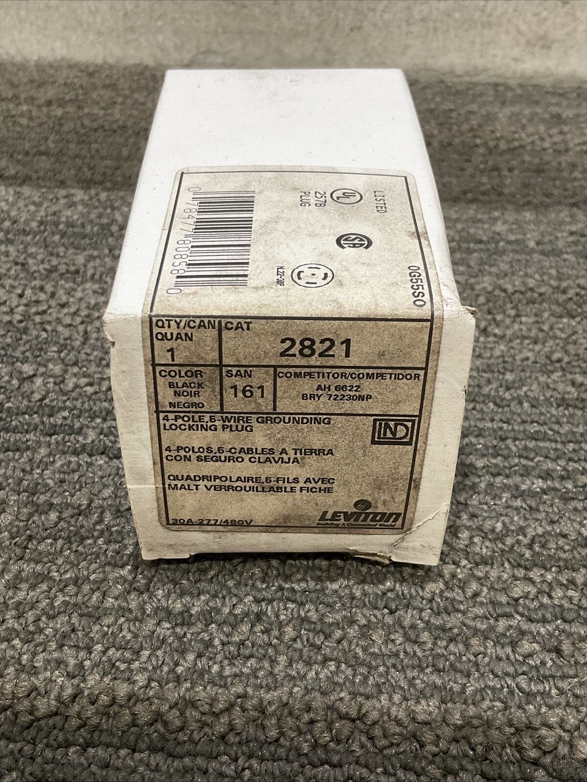 LEVITON 2821 4-POLE 5-WIRE GOUNDING LOCKING PLUG 444