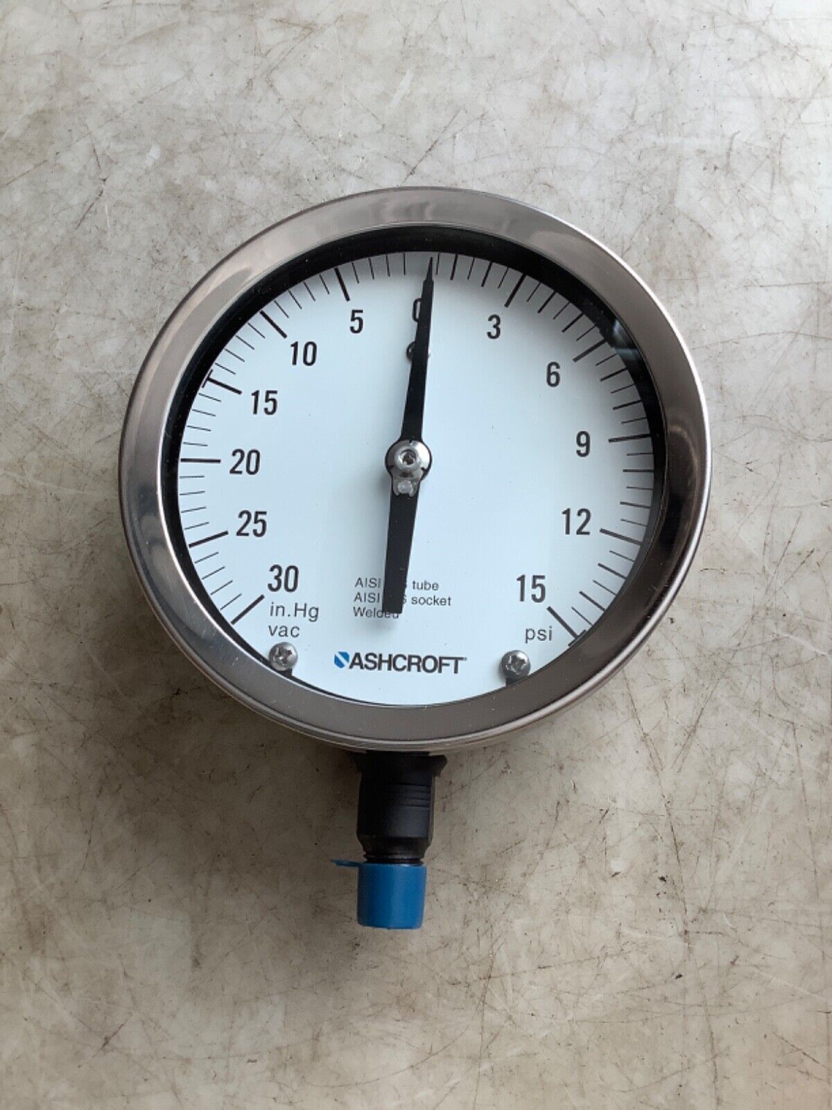 ASHCROFT 45-1009-S-02L-30IMV&15# PRESSURE GAUGE 4-1/2IN 316 TUBE 1/4 NPT 222