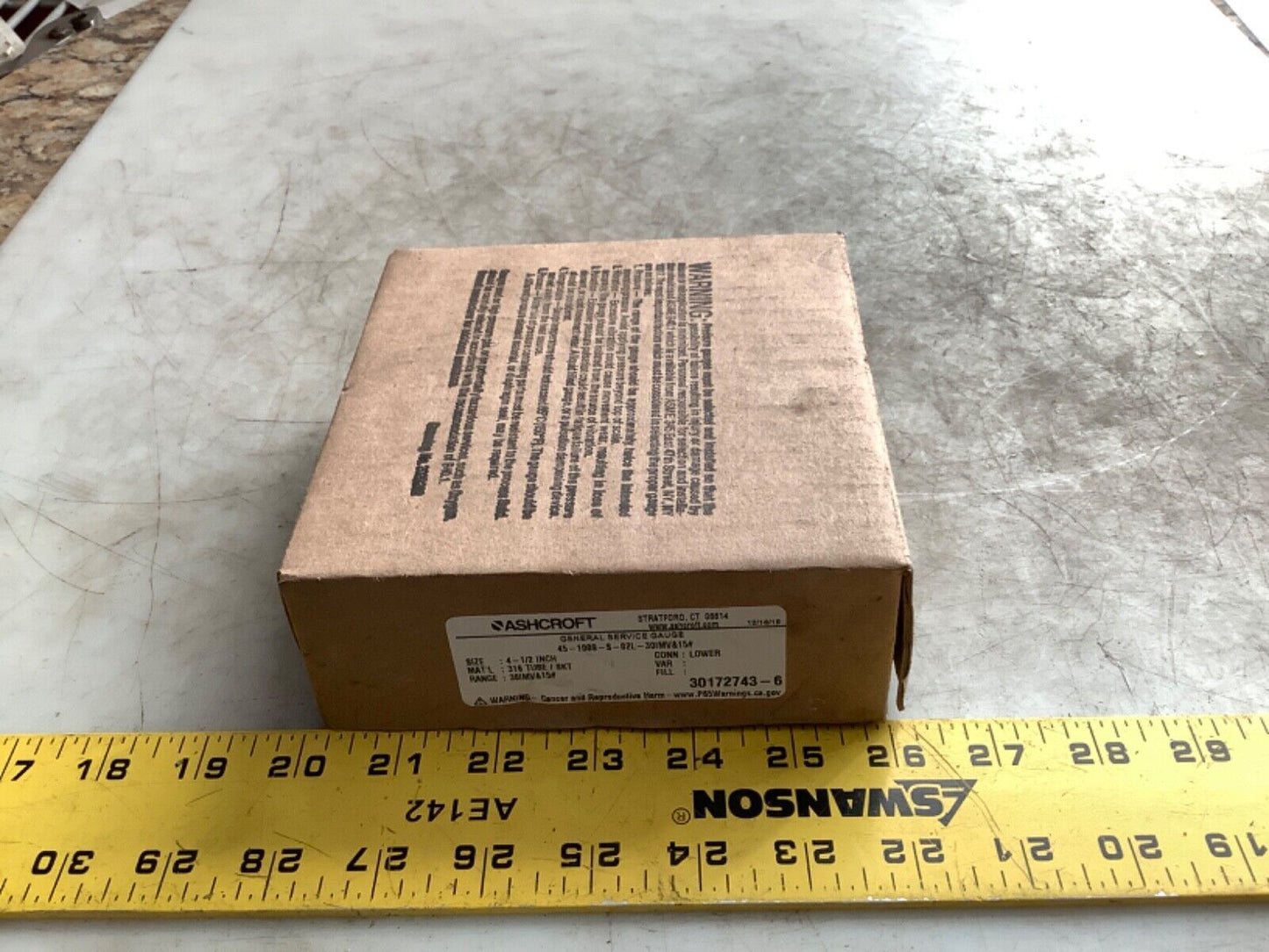 ASHCROFT 45-1009-S-02L-30IMV&15# PRESSURE GAUGE 4-1/2IN 316 TUBE 1/4 NPT 222