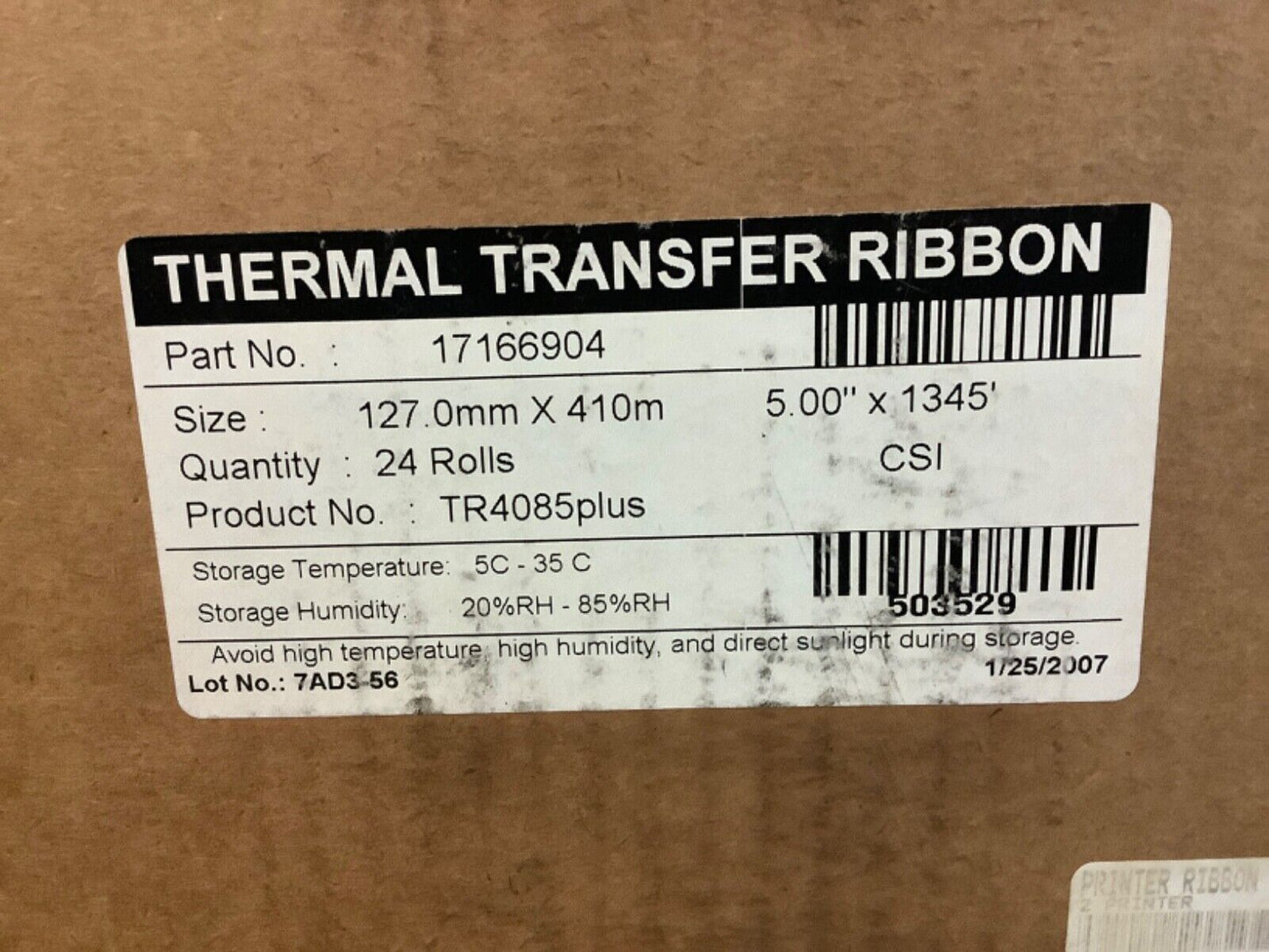 DNP 17166904 TR4085PLUS THERMAL TRANSFER RIBBON 5.00IN X 1345FT - QTY 13