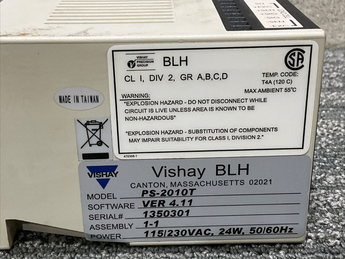 VISHAY BLH PS 2010T WEB TENSION TRANSMITTER 115/230VAC 50/60HZ 222