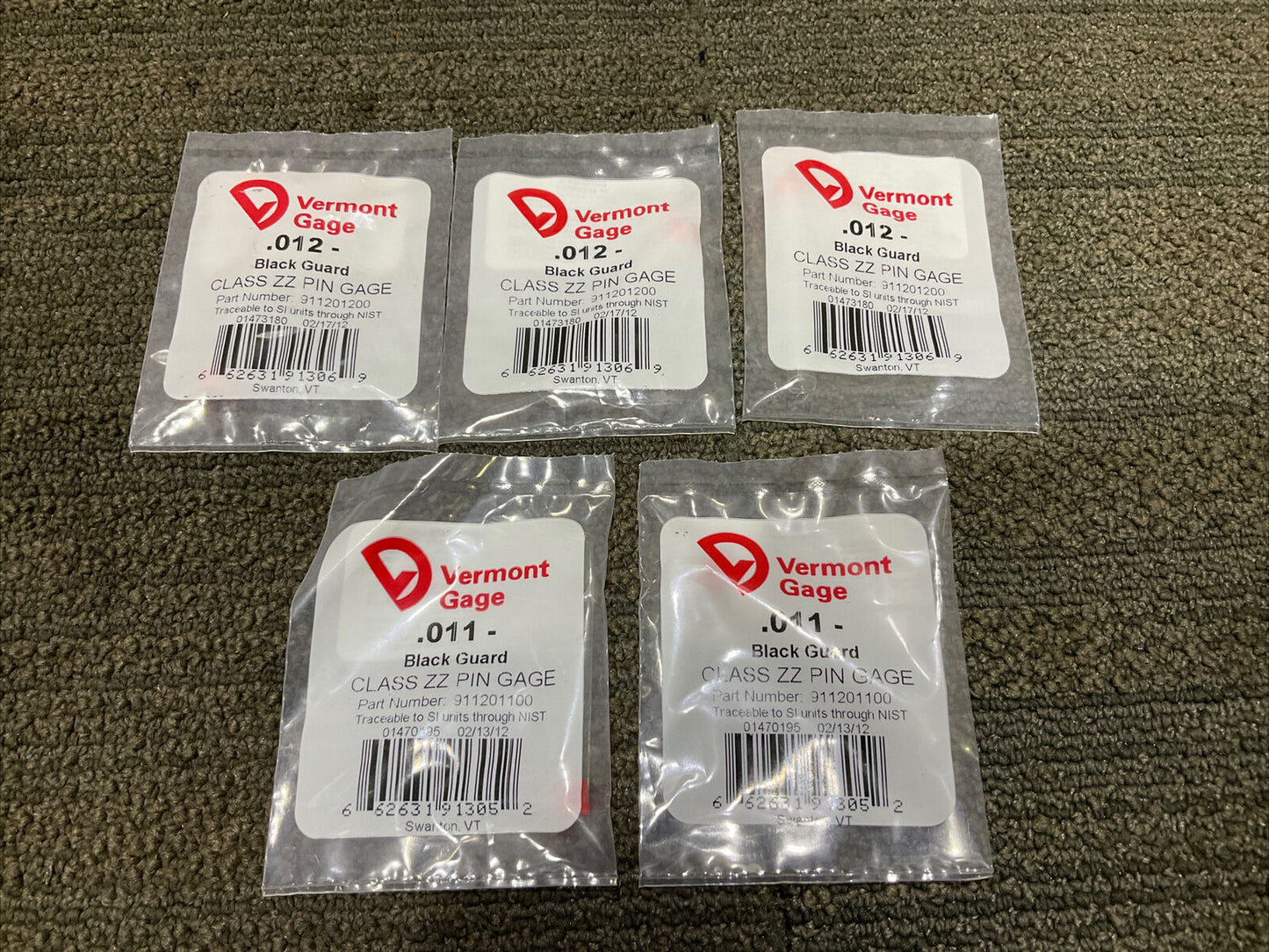 VERMONT GAGE .011-.246 BLACK GUARD PIN GAGES 333 LOT OF 52