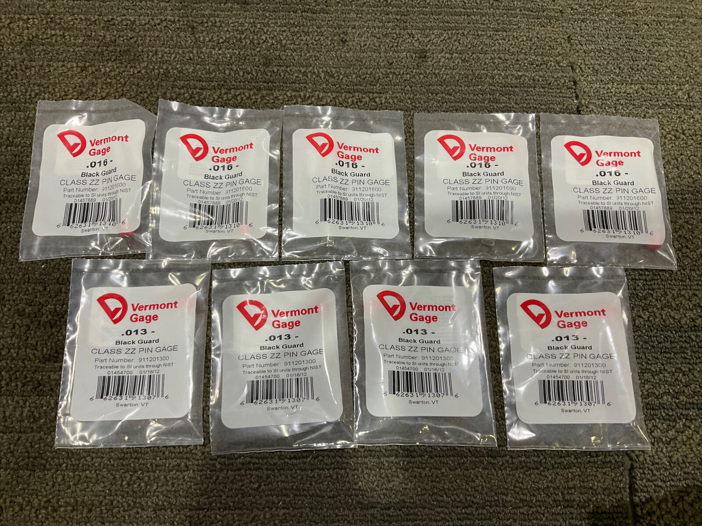VERMONT GAGE .011-.246 BLACK GUARD PIN GAGES 333 LOT OF 52