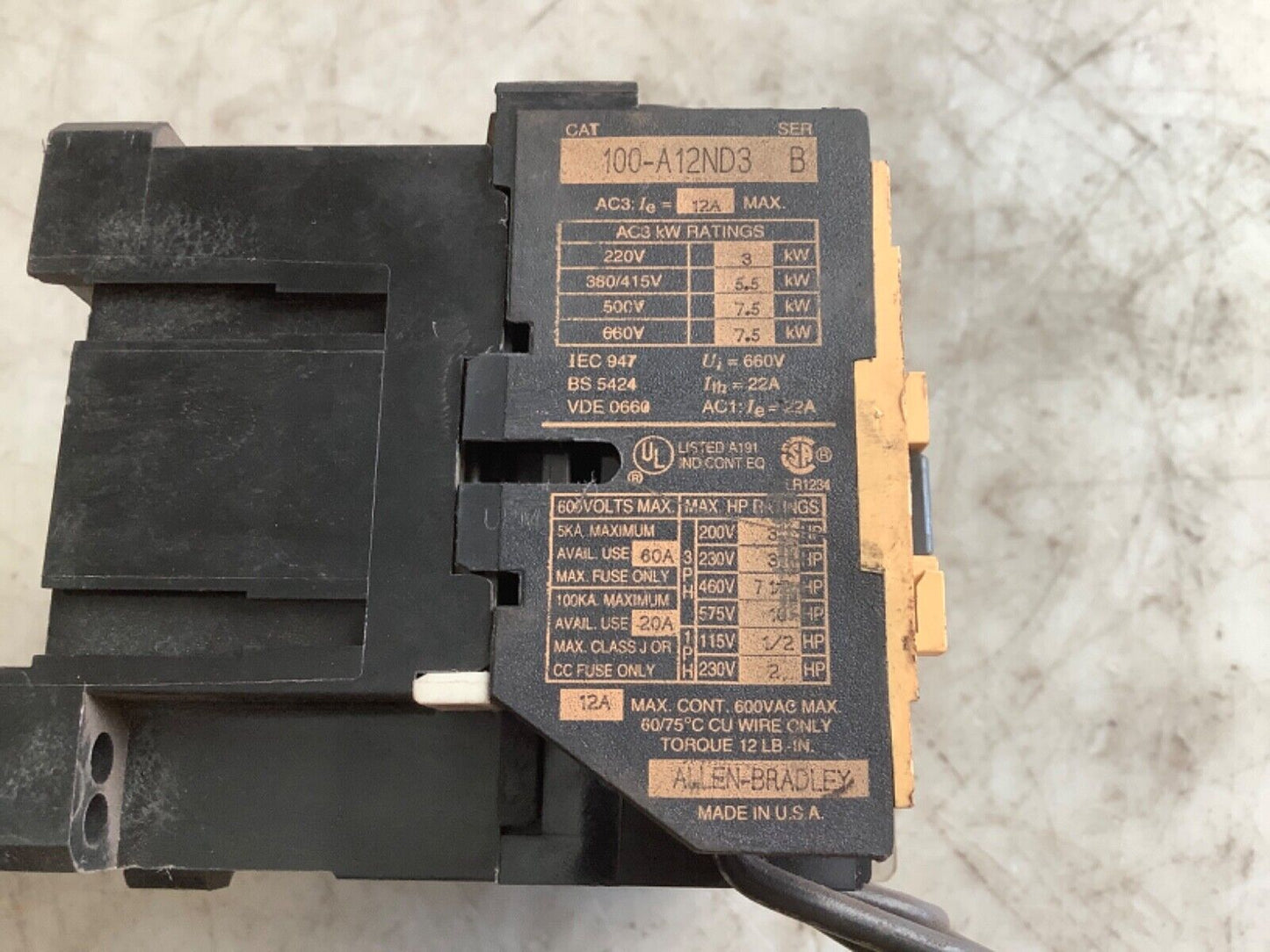 AB ALLEN BRADLEY 104-A12ND3 SER B CONTACTOR 444