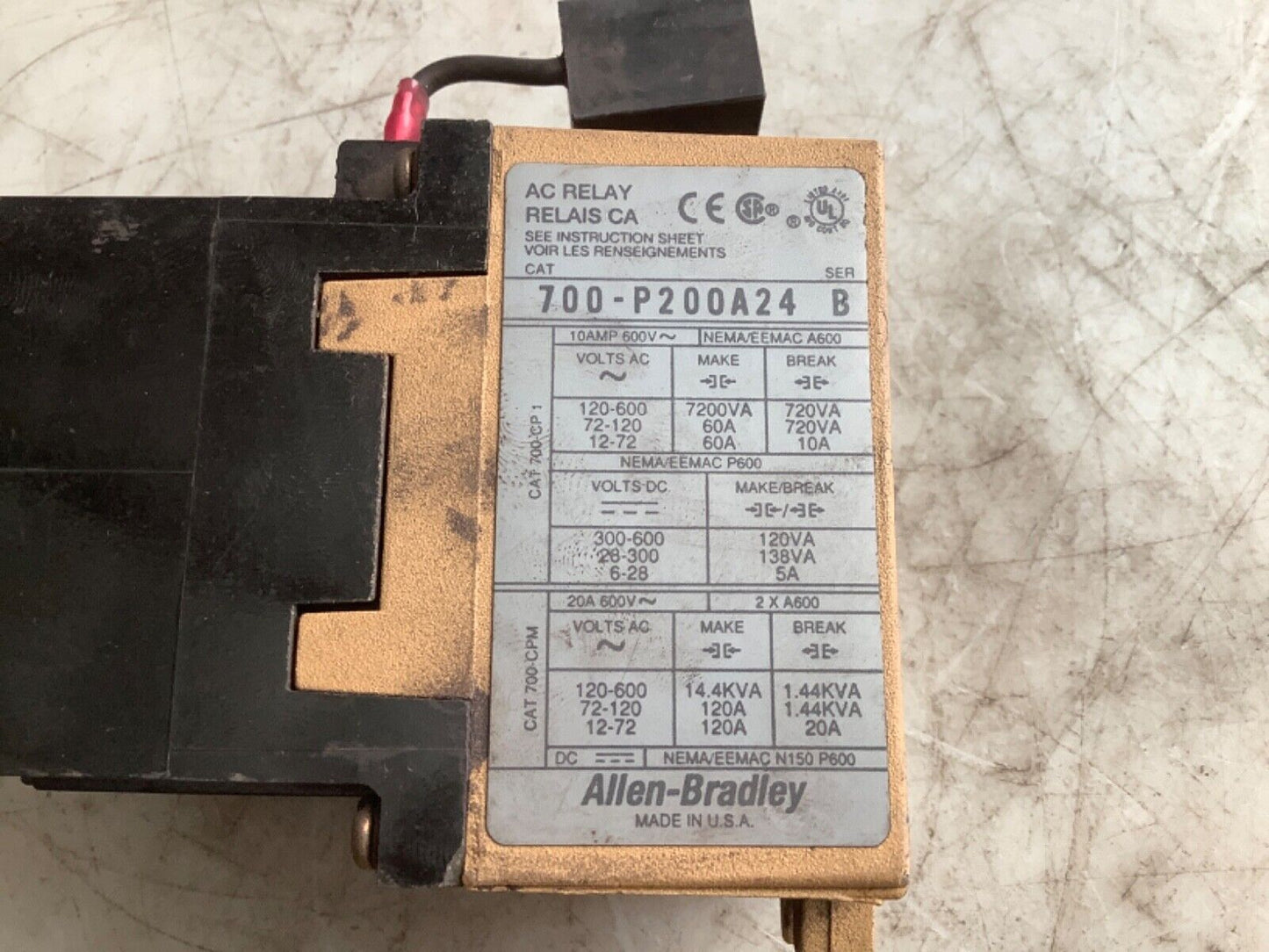 ALLEN BRADLEY 700-P200A24 SER B AC RELAY 444