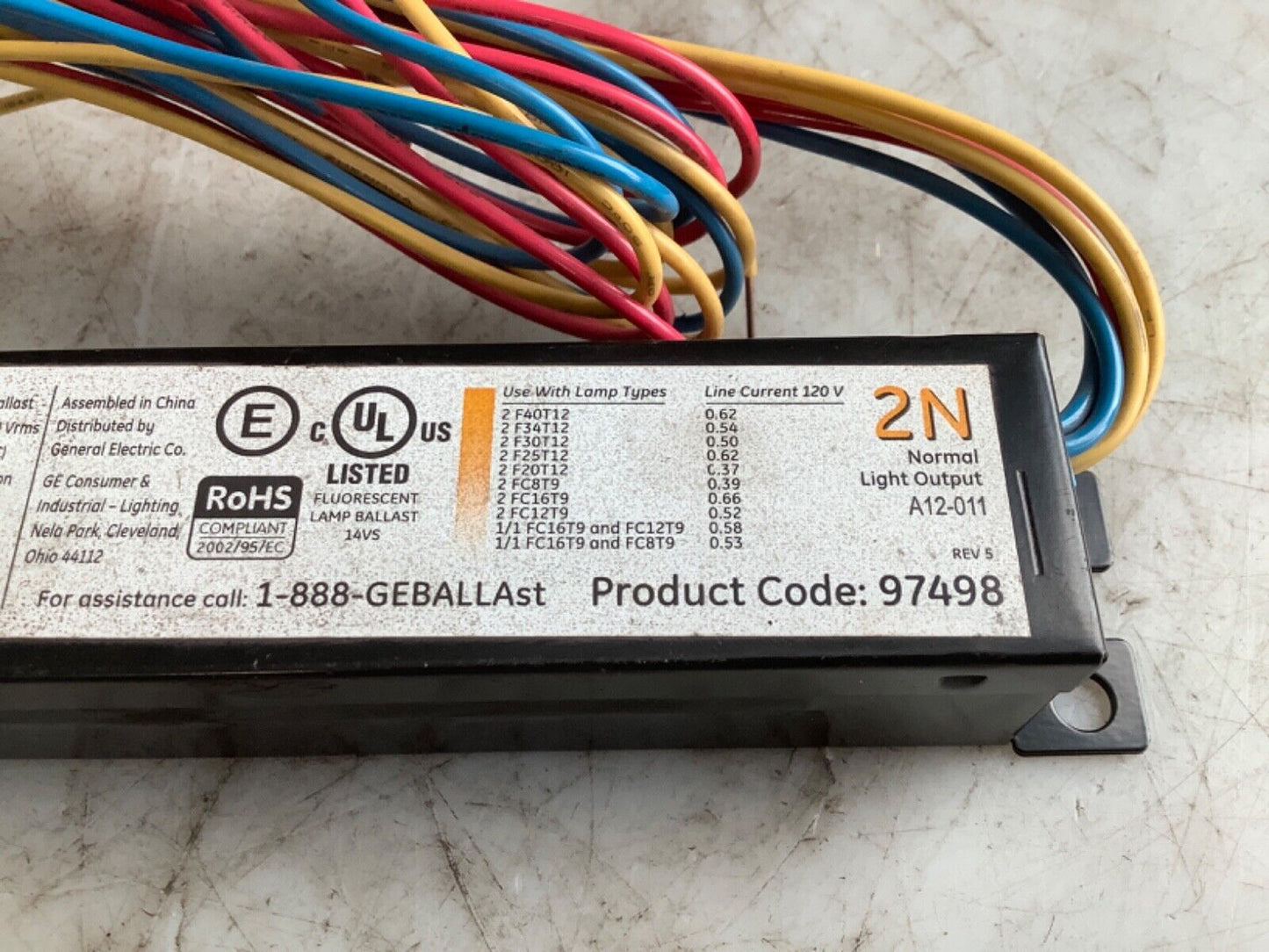 GE 97498 GE240RS120 ELECTRONIC BALLAST 120V 444