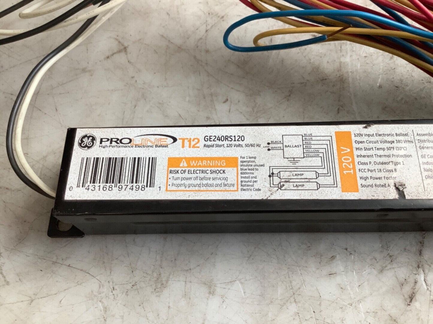 GE 97498 GE240RS120 ELECTRONIC BALLAST 120V 444