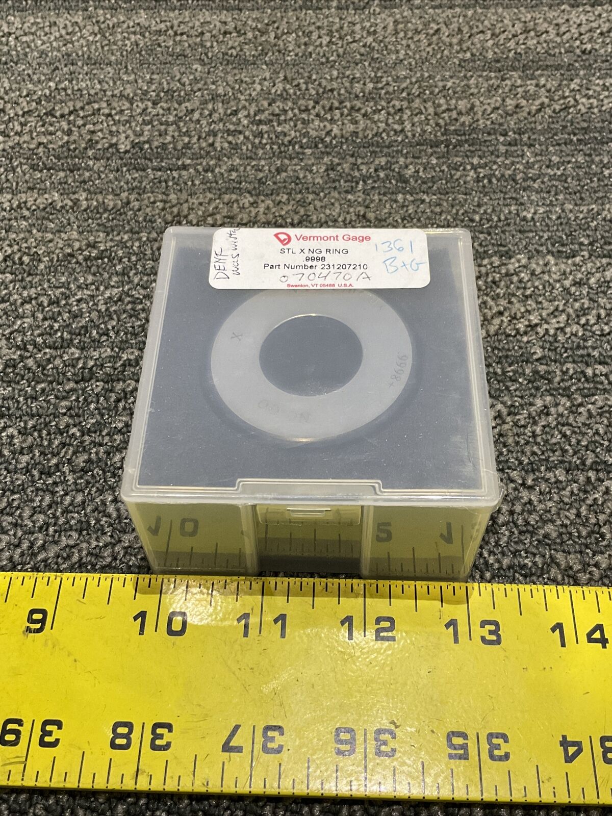 VERMONT GAGE 231207210 STL X NG .9998 RING GAGE 333