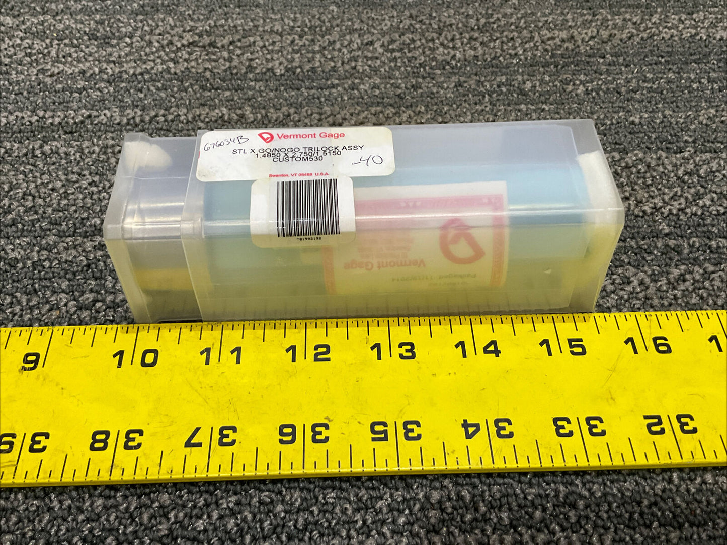 VERMONT GAGE STL X GO/NOGO TRILOCK ASSY 1.4850 X 2.750/1.5150 CUSTOM530 333