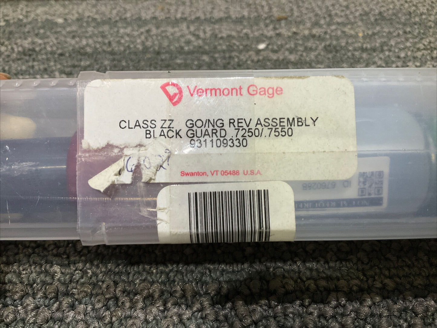 VERMONT GAGE 931109330 BLACK GUARD .7250/.7550 CLASS ZZ GO/NG REV ASSEMBLY 333
