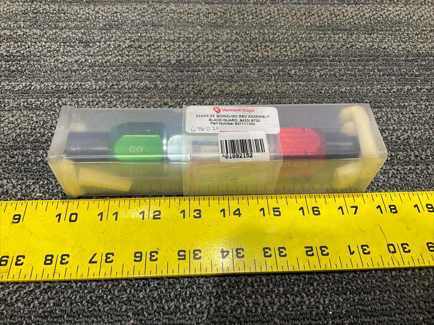 VERMONT GAGE 931111330 BLACK GUARD .9420/.9720 CLASS ZZ GO/NO-GO REV ASSEMBLY333