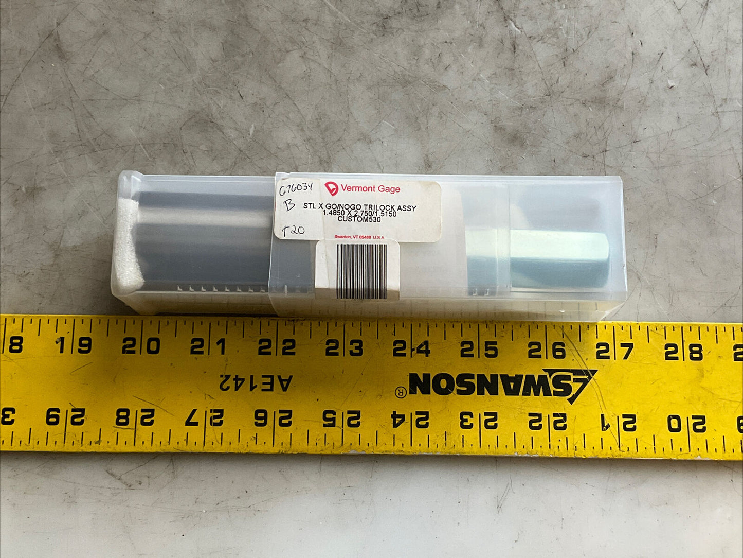 VERMONT GAGE CUSTOM530 STL X GO/NOGO TRILOCK ASSY 1.485 X 2.750/1.5150 333