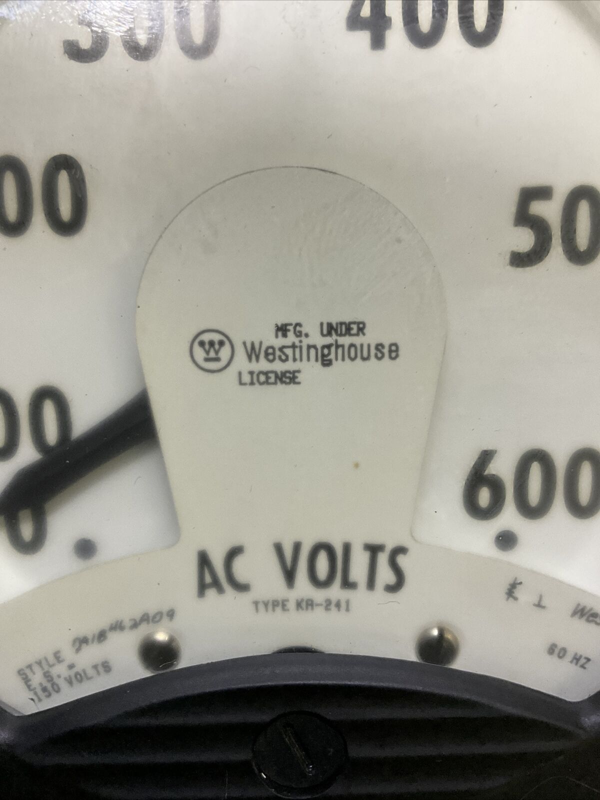 WESTINGHOUSE KR241 291B462A09 VOLTMETER 0-600V 60HZ 678