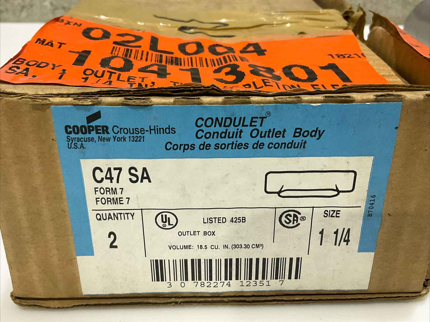 COOPER CROUSE HINDS C47 SA CONDULET CONDUIT OUTLET BODY 1 1/4” 678 LOT OF 2