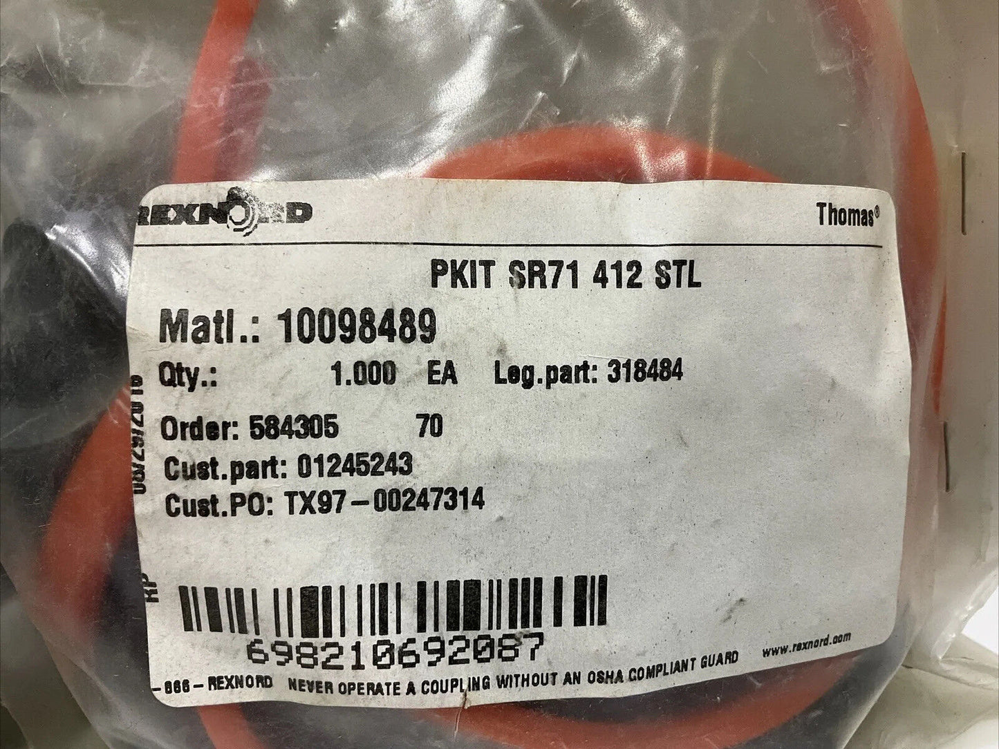 REXNORD PKIT SR71 412 STL 318484 COUPLING REPAIR KIT SERIES 71