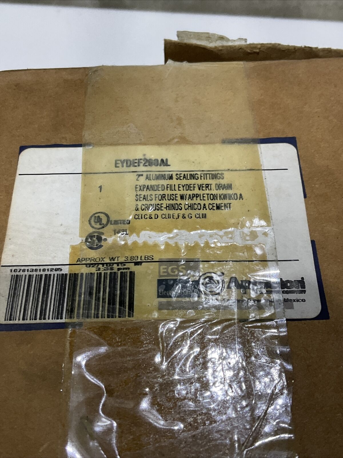 EMERSON CROUSE HINDS EYDX6SA 2” SEAL CONDUCTOR 678
