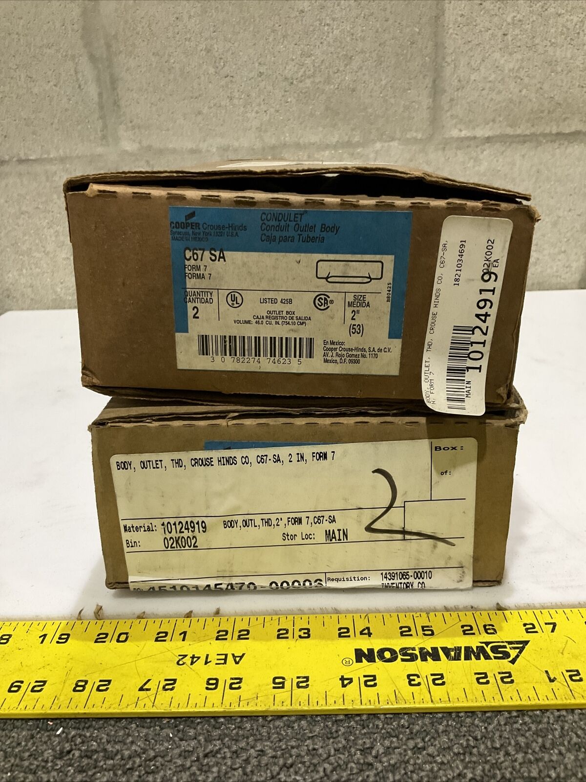 COOPER CROUSE HINDS C67 SA CONDUIT OUTLET BODY FORM 7 2IN 678 LOT OF 4