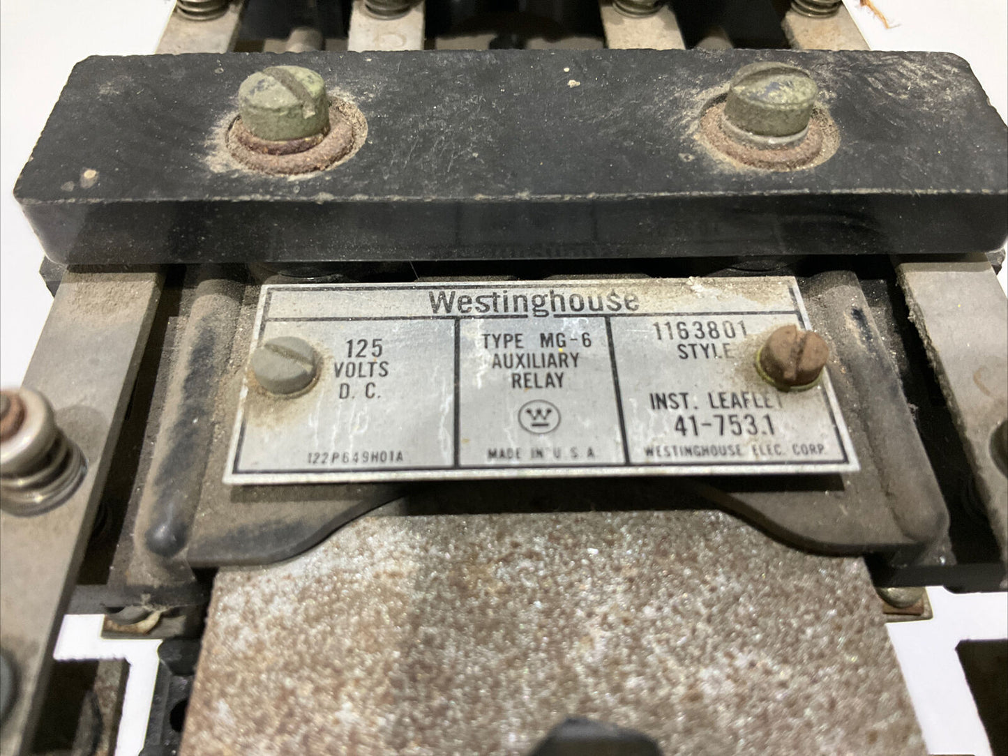 WESTINGHOUSE MG-6 1163801 MULTI CONTACT AUXILIARY RELAY 125 V 678
