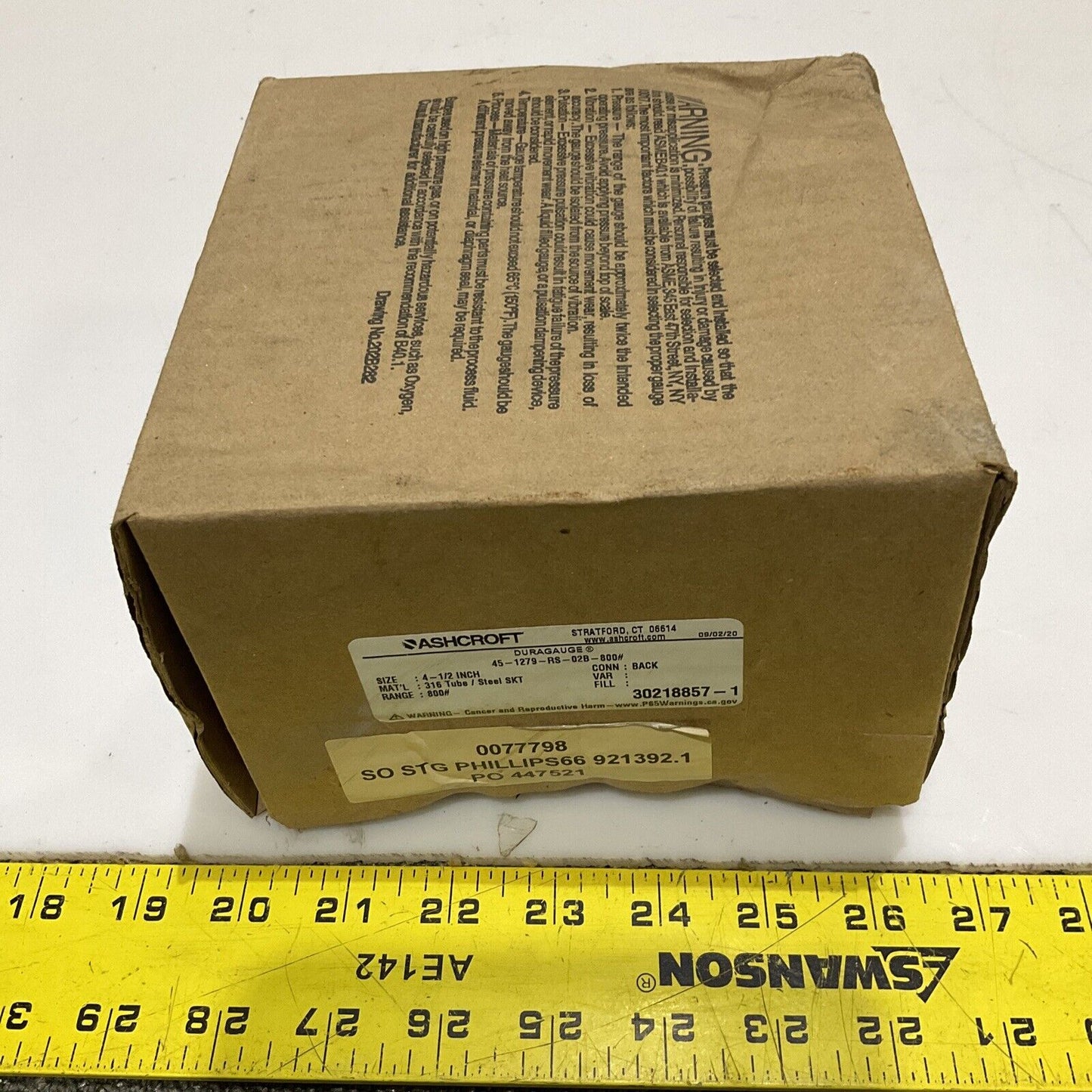 ASHCROFT 45-1279-RS-02B-800 PRESSURE GAUGE 4-1/2IN 316 TUBE 678
