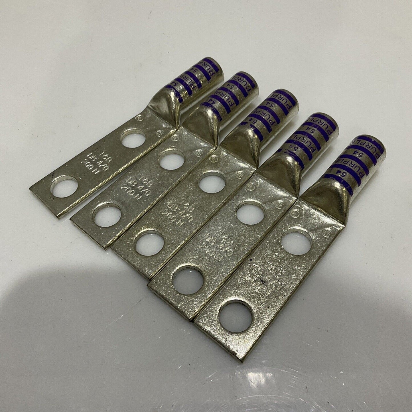 THOMAS & BETTS TB 54866BE 2 HOLE COPPER LONG BARREL LUG PURPLE 54 678 LOT OF 5