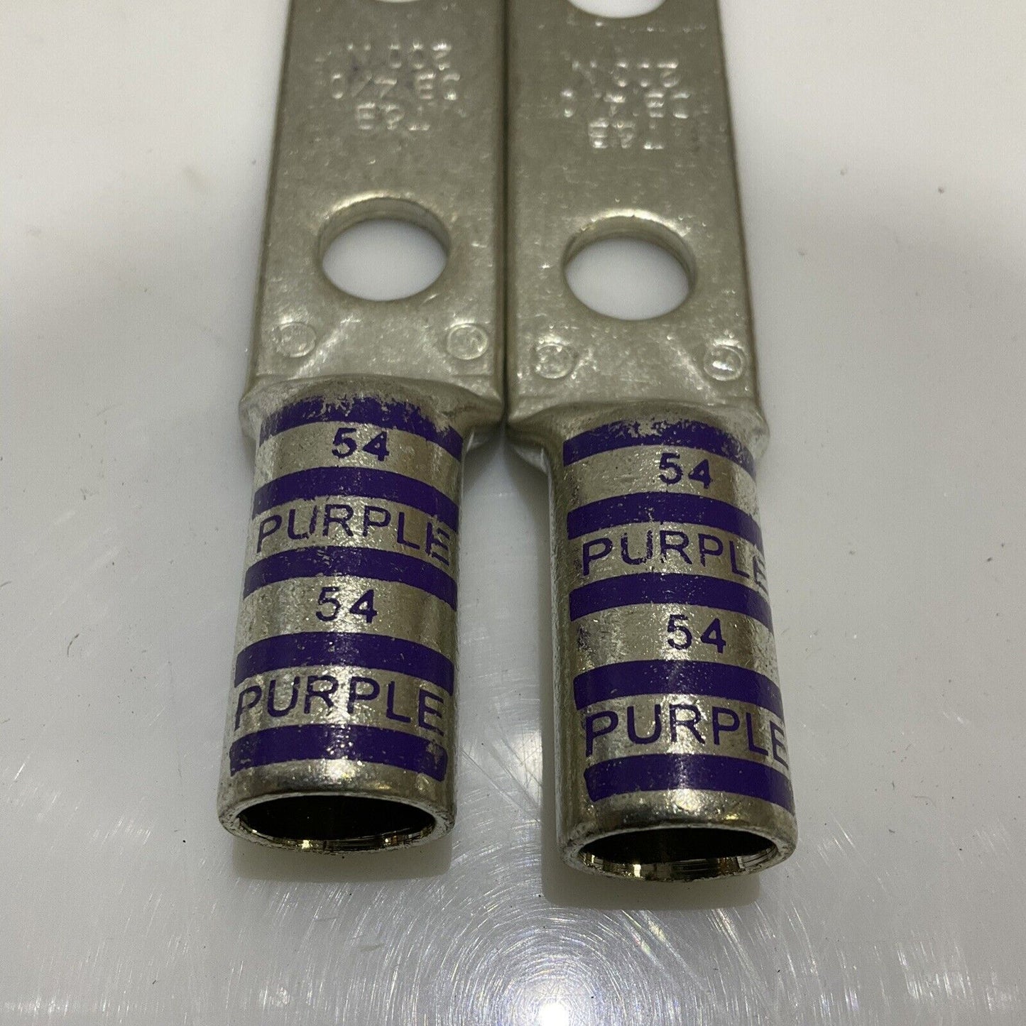THOMAS & BETTS TB 54866BE 2 HOLE COPPER LONG BARREL LUG PURPLE 54 678 LOT OF 5