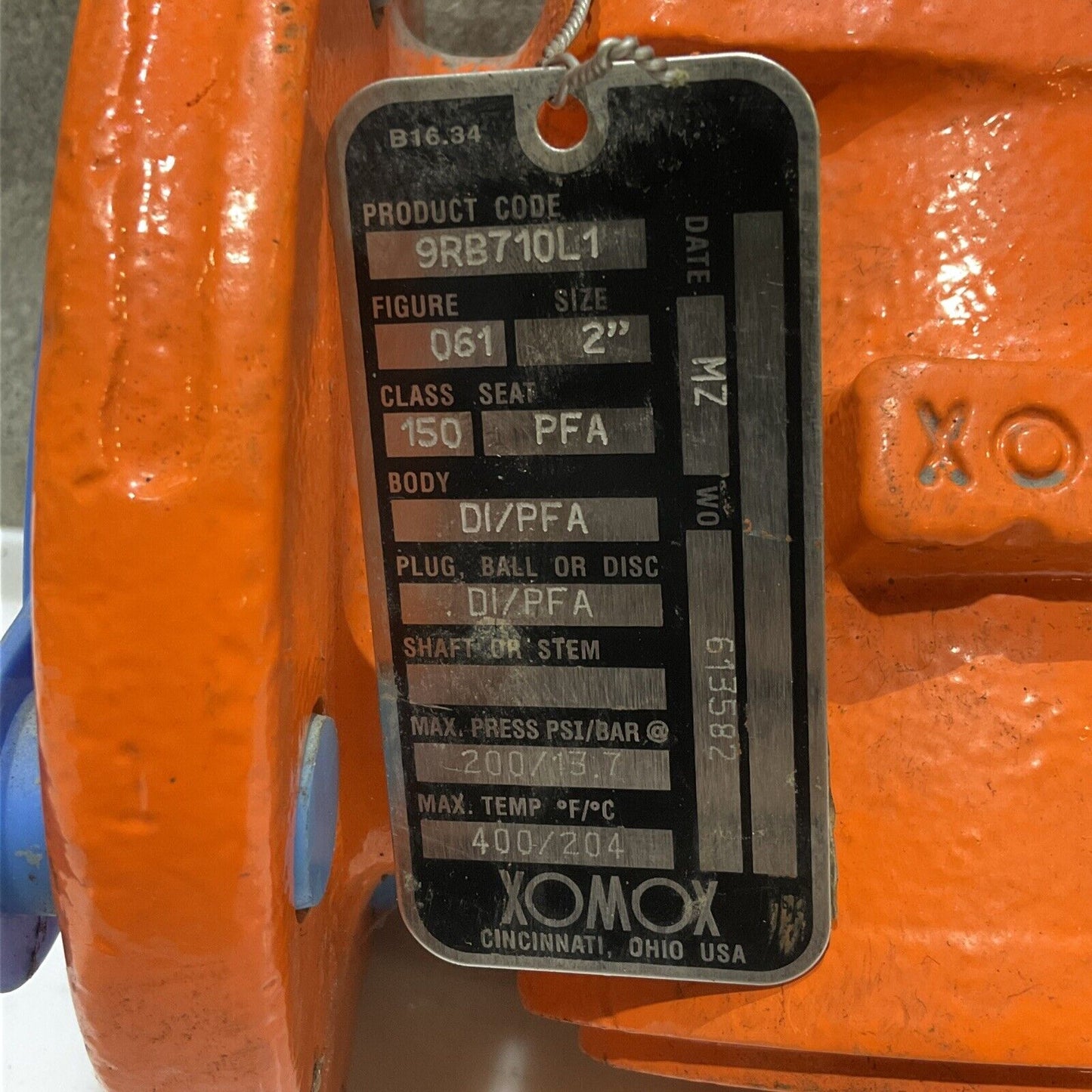 XOXMOX 9RB710L1 SLEEVE PLUG VALVE 2 IN 150 PSI 678