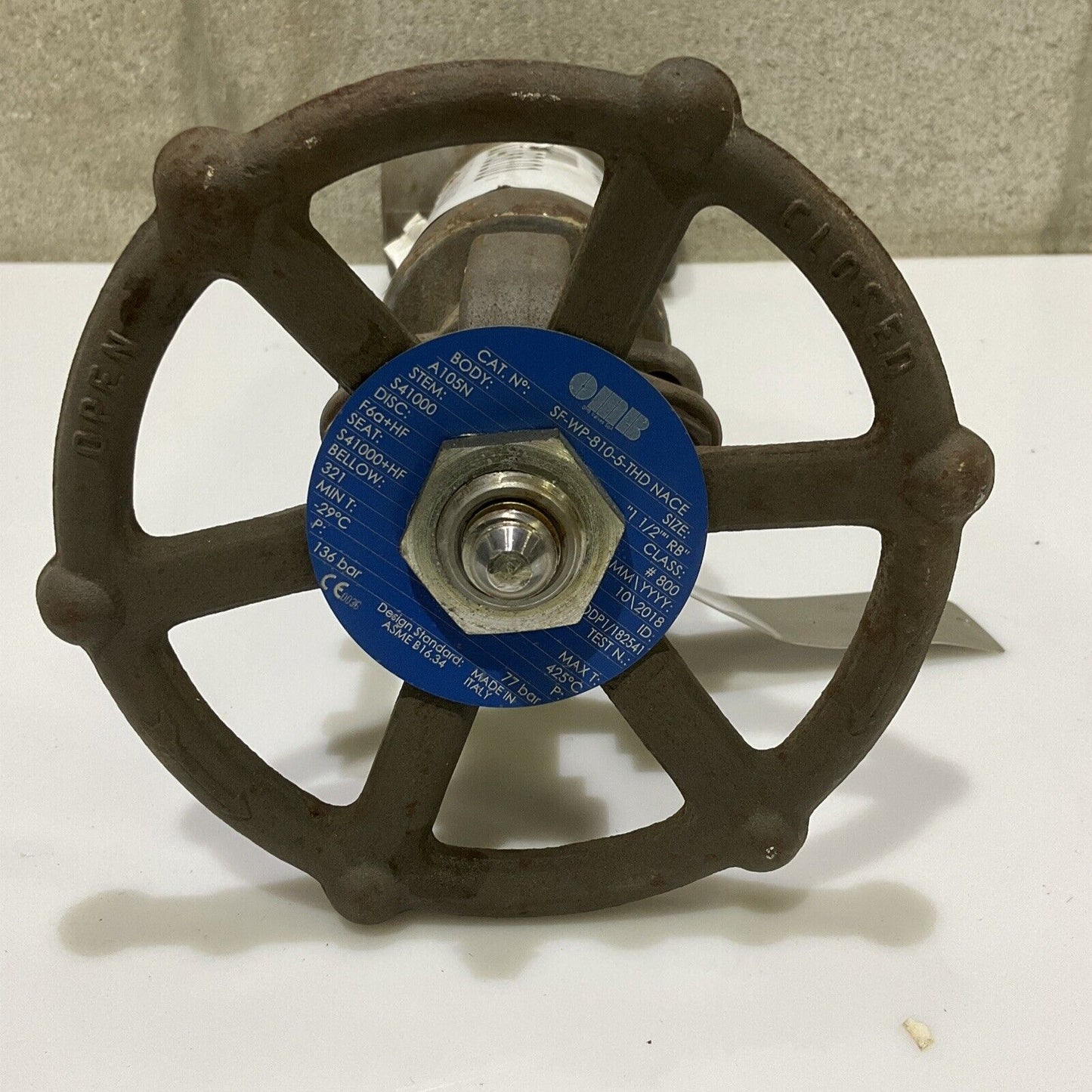 OMB SF-WP-810-5-THD NACE A105 GATE VALVE 1 1/2 IN 800 LB 678
