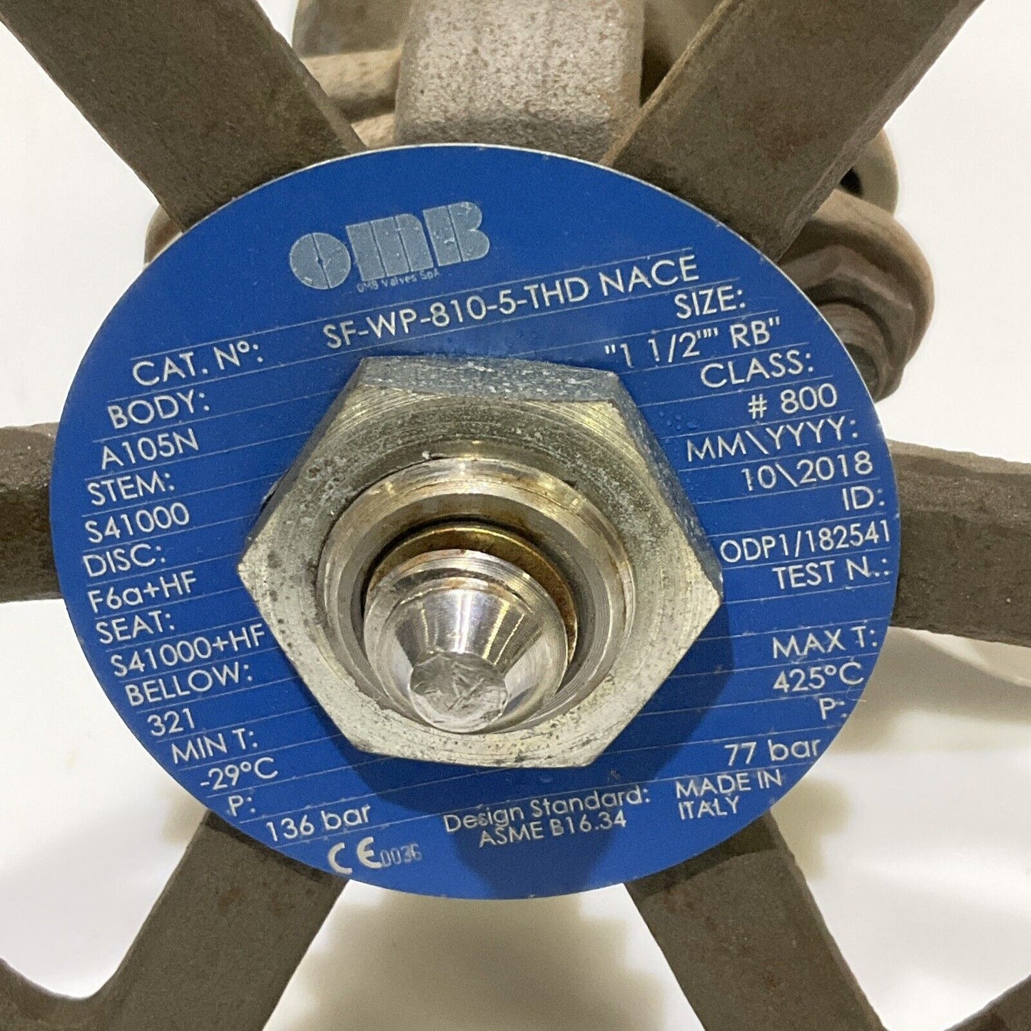 OMB SF-WP-810-5-THD NACE A105 GATE VALVE 1 1/2 IN 800 LB 678