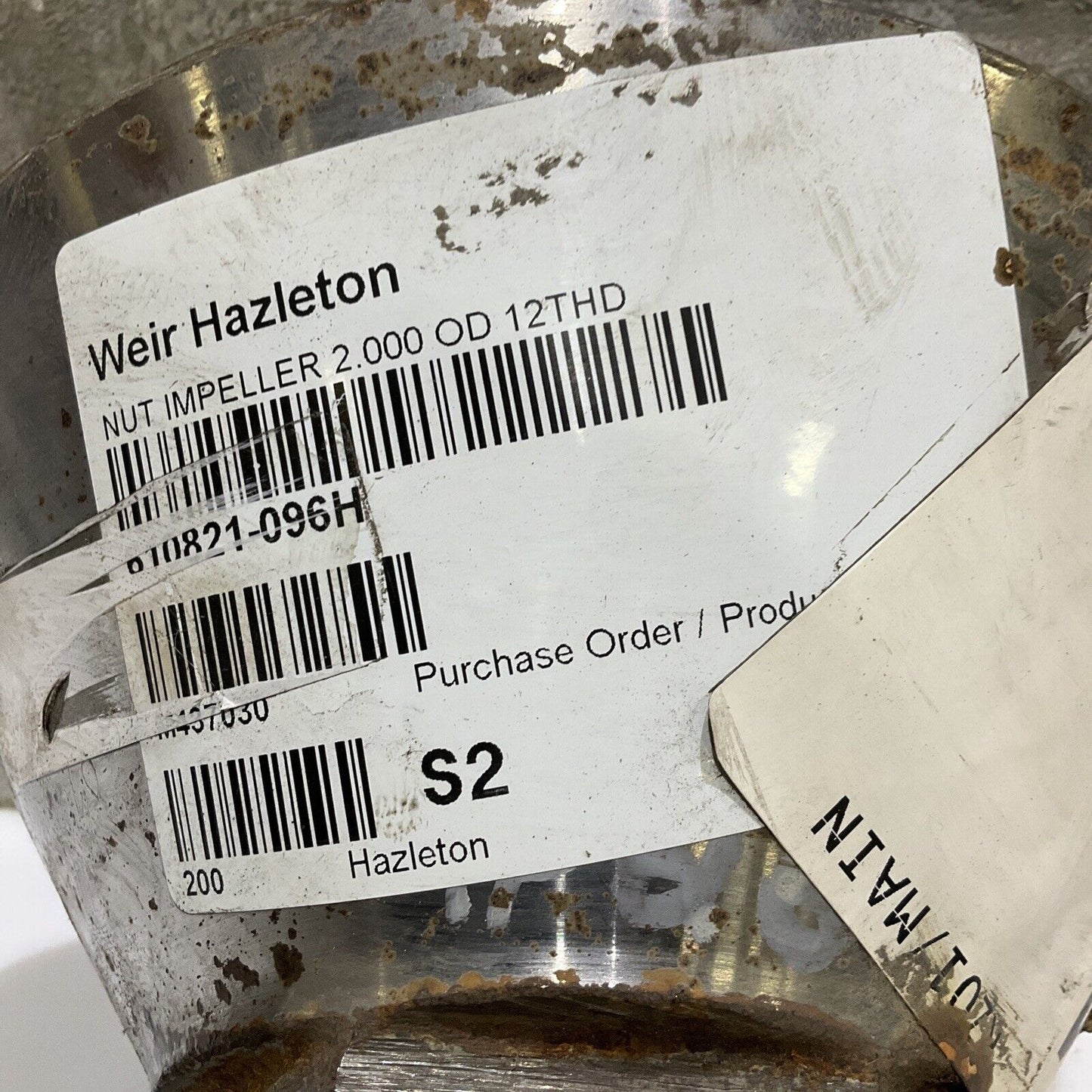 WEIR HAZLETON 610821-096H NUT IMPELLER 2.000 OD 12 THD 678